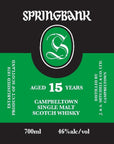 Springbank 15 Year Campbeltown Single Malt Scotch Whiskey 700ml